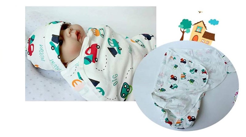 Peubud Newborn Babys Pure Cotton Soft Rabbit SwaddlerswrapSleeping BagWrapper Envelope Adjustable 03 Months Blue 5330mm L X 6600mm W