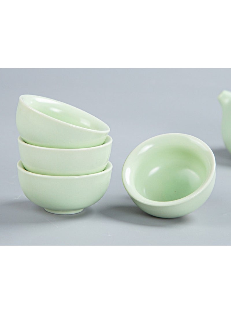 شيانغ مي طقم أكواب شاي صغير ياباني، كوب شاي مصنوع من السيراميك الياباني والصيني المصنوع يدويًا، طقم شاي سيراميك ياباني لمحبي الشاي، طقم شاي كونغ فو من البورسلين مع مجموعة إبريق شاي واحدة، 4 أكواب شاي، هدايا للضيوف، طقم شاي محمول للسفر - Image 3