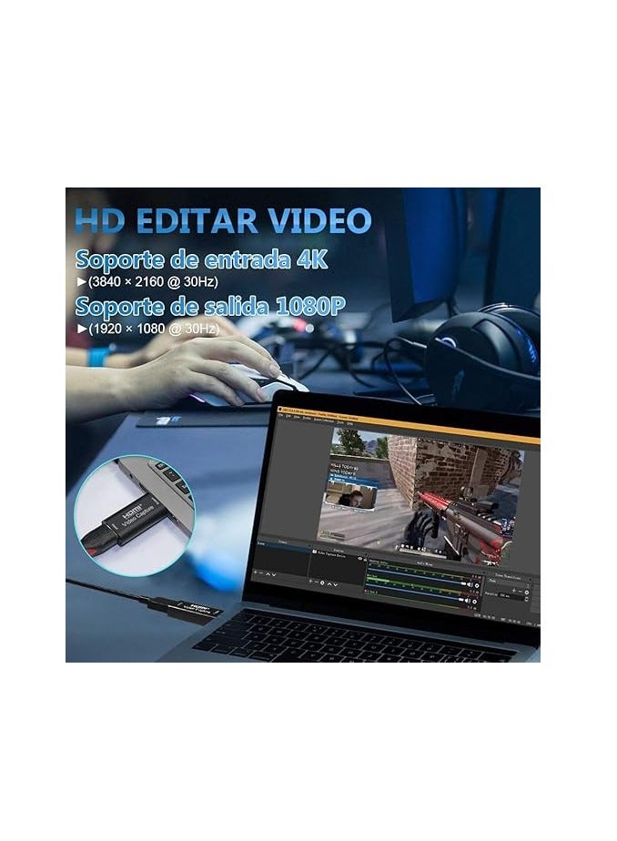 محول لتسجيل الفيديو - 4K HDMI USB 3.0، بطاقة تسجيل الفيديو الرقمية، جهاز نقل عالي الدقة HD 1080P - Image 2