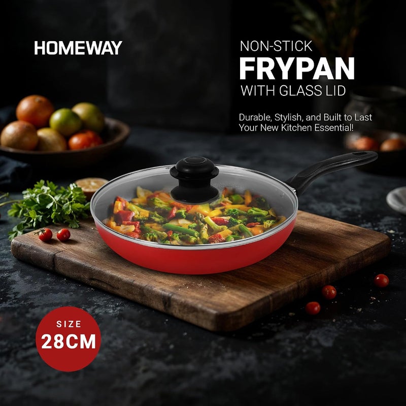 Homeway Field test upgraded craftsmanship HOMEWAY - 28cm FRY PAN/FRYING PAN WITH LID - HW-1102-FP28 Storage transit efficiency build - Image 2