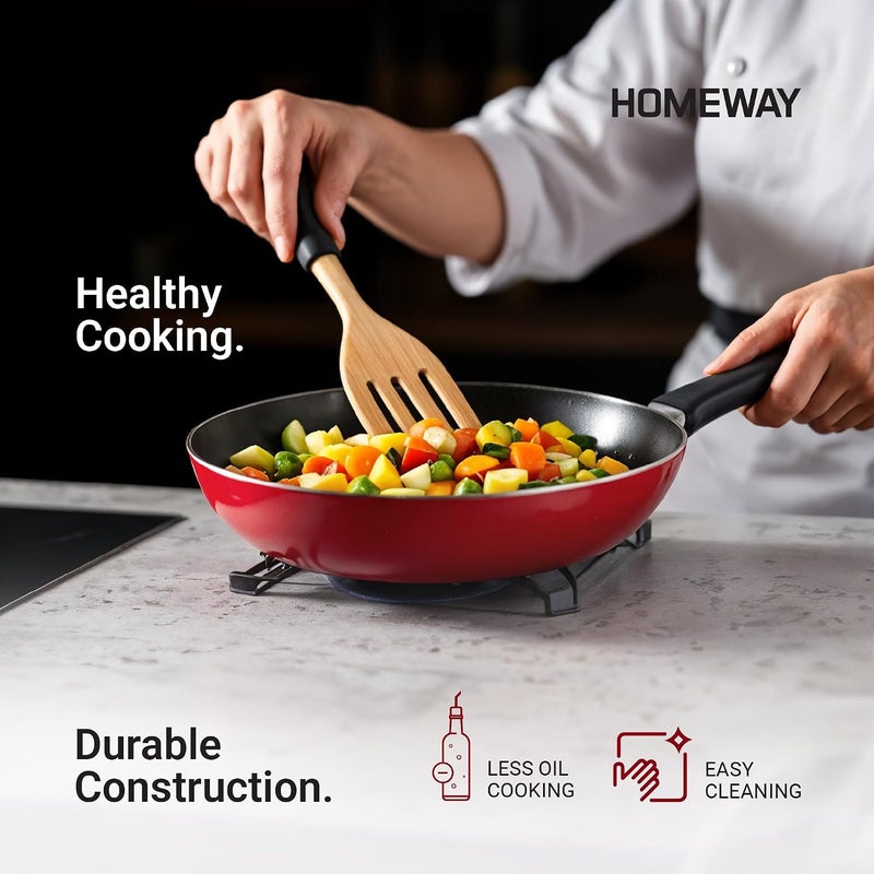 Homeway Field test upgraded craftsmanship HOMEWAY - 28cm FRY PAN/FRYING PAN WITH LID - HW-1102-FP28 Storage transit efficiency build - Image 5