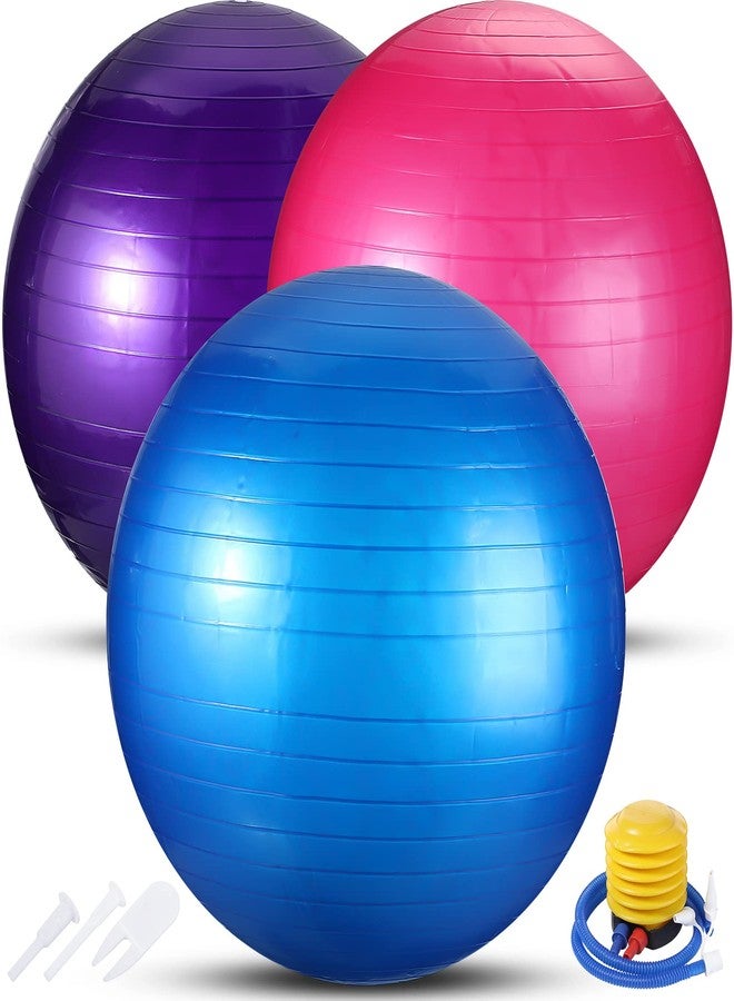 Jerify 3 Pcs Exercise Ball Inflatable Yoga Ball for Pregnancy Pilates Core Workout Equipment with Pump and Plug for Chair Fitness Stability Balance Birthing Gym Home Office Support 330lbs(30 Inch) - Image 1