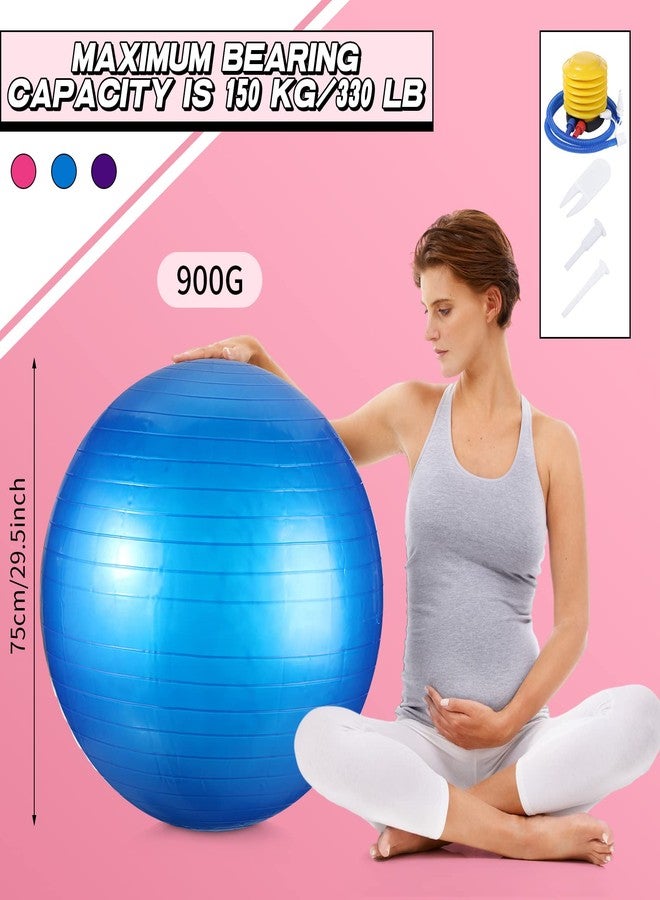Jerify 3 Pcs Exercise Ball Inflatable Yoga Ball for Pregnancy Pilates Core Workout Equipment with Pump and Plug for Chair Fitness Stability Balance Birthing Gym Home Office Support 330lbs(30 Inch) - Image 2