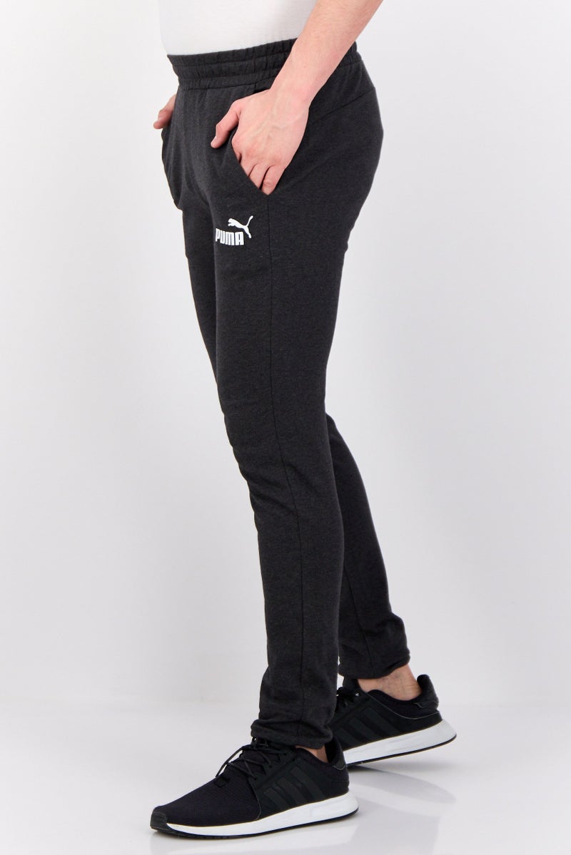 PUMA سروال تدريب ضيق للرجال بشعار العلامة التجارية، رمادي داكن - Image 3