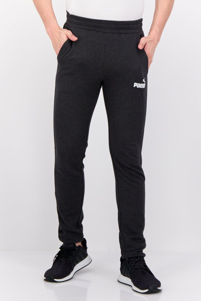 PUMA سروال تدريب ضيق للرجال بشعار العلامة التجارية، رمادي داكن - Image 1