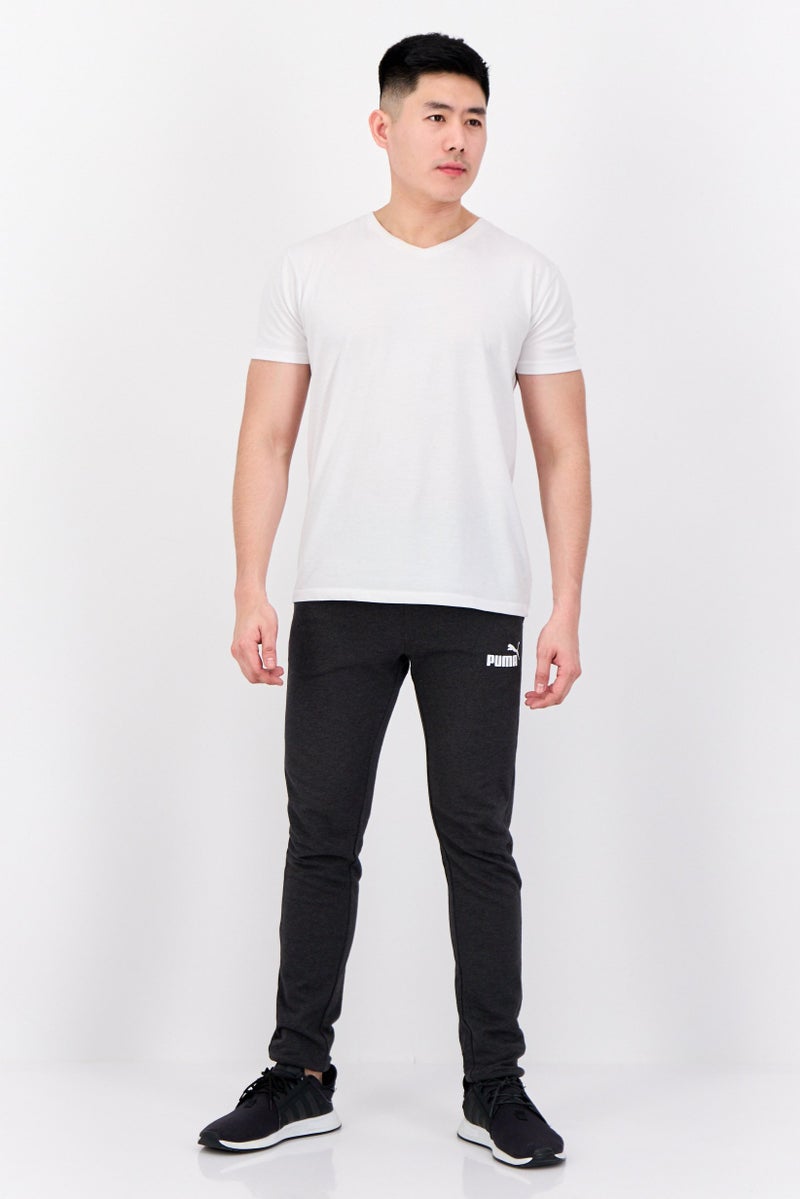 PUMA سروال تدريب ضيق للرجال بشعار العلامة التجارية، رمادي داكن - Image 2