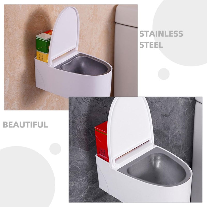 Wall Mounted Toilet Shaped Ashtray With Lid 3PCS Indoor Smoking Ash Tray Storage Box - Image 4