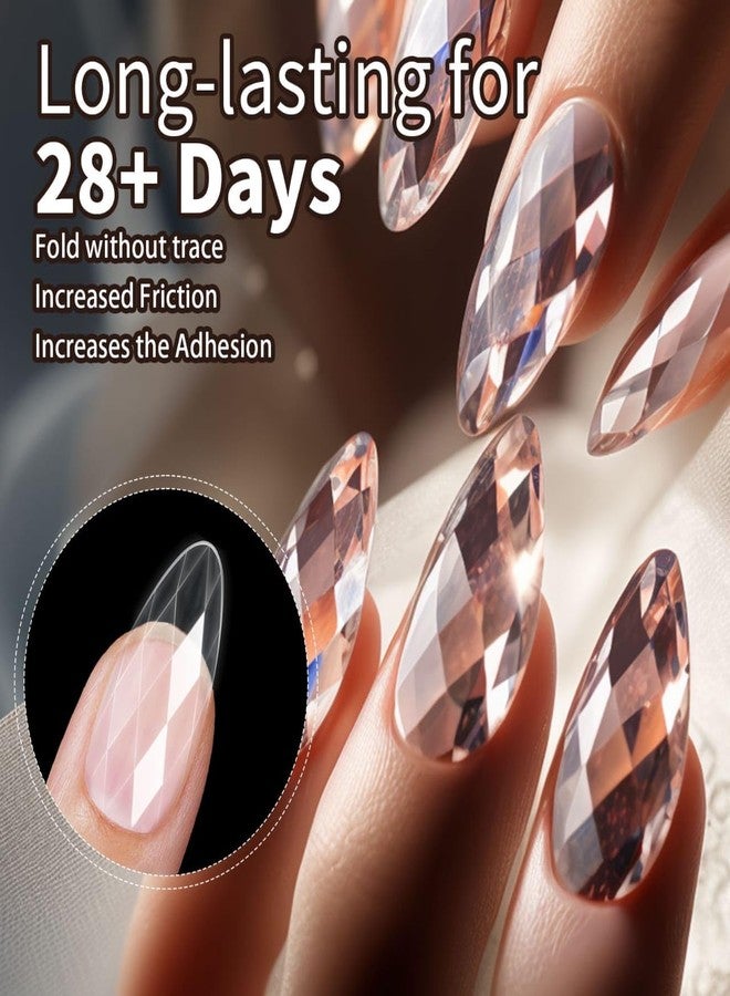 QUEENFINGER Soft Gel Nail Tips, 120pcs 3D Diamond-Shaped Fake Nails Extension, 12 Sizes Full Cover Clear Press-On Tip, Natural Rhombus Lattice (Clear Diamond, 03) - Image 4