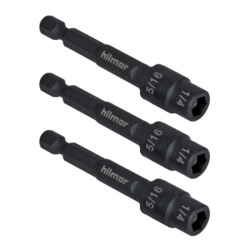 Hilmor 1937881 275 Reversible Magnetic Nut Driver Set with Nut Sizes 116 to 516Inch 6150 Alloy Steel Switchbit 3Pack