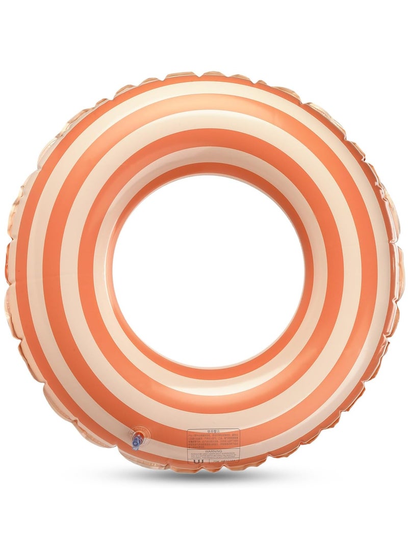 SODANEED Inflatable Swimming Ring, 35" Vintage Stripe Inflatable Tube Pool Float, Large Pool Float for Adults Children Inner Tube, Inflatable Floating Pool Rings with Air Valve-orange white - Image 1