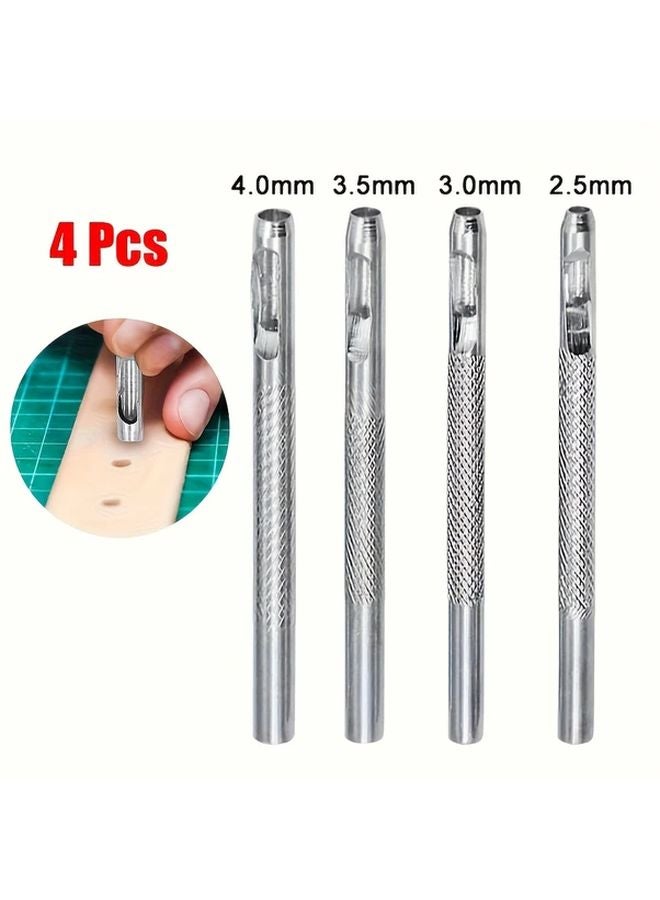 Four Piece Set Manual Hole Punch Tool 2 5mm 3mm 3 5mm 4mm Durable Metal Handheld Hollow Punch For Crafting Leatherworking - Image 3
