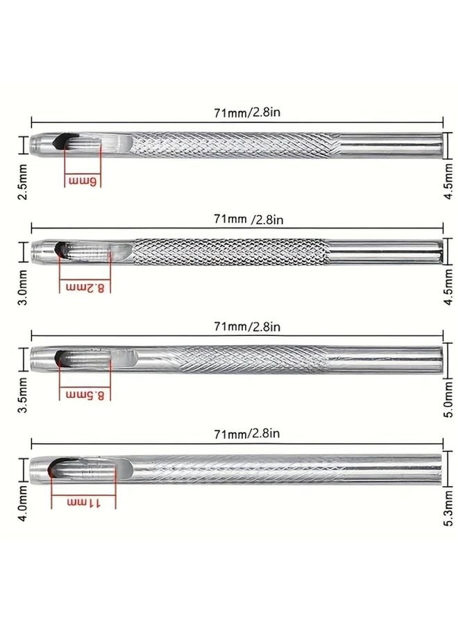 Four Piece Set Manual Hole Punch Tool 2 5mm 3mm 3 5mm 4mm Durable Metal Handheld Hollow Punch For Crafting Leatherworking - Image 4