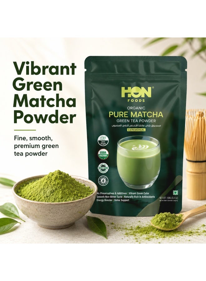 HON FOODS Matcha Green Tea Powder - 100 gm Pack | Natural Flavored Premium Ceremonial Grade For Weight Management, Antioxidants, Energy Boost | Non-GMO - Image 5