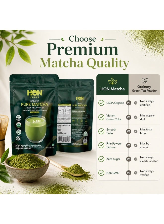 HON FOODS Matcha Green Tea Powder - 100 gm Pack | Natural Flavored Premium Ceremonial Grade For Weight Management, Antioxidants, Energy Boost | Non-GMO - Image 4