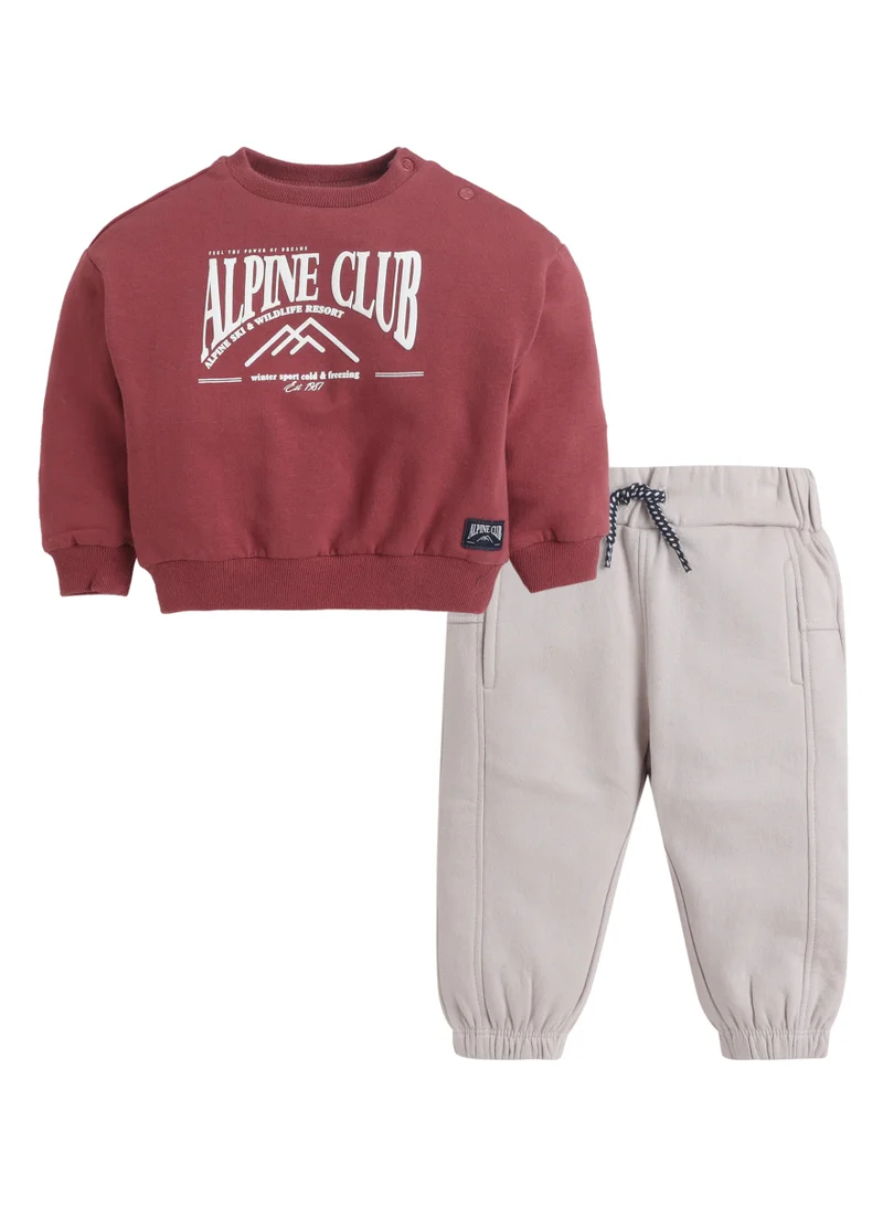 Dirkje Boys 2PCS "Alpine Club" Print Sweatshirt & Jogger Pants Set