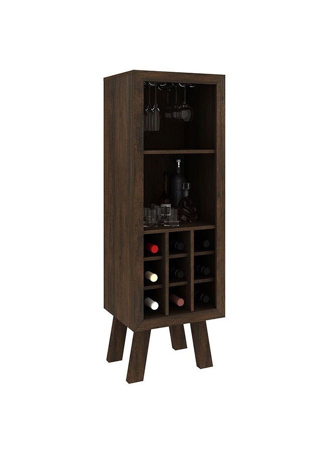 DANUBE HOME Zen Wine Cabinet With Storage Sturdy Home Bar Organiser Cupboard Modern Design Furniture For Dining Room L 44.8x37.5x135 Cm Rustic Brown - Image 2