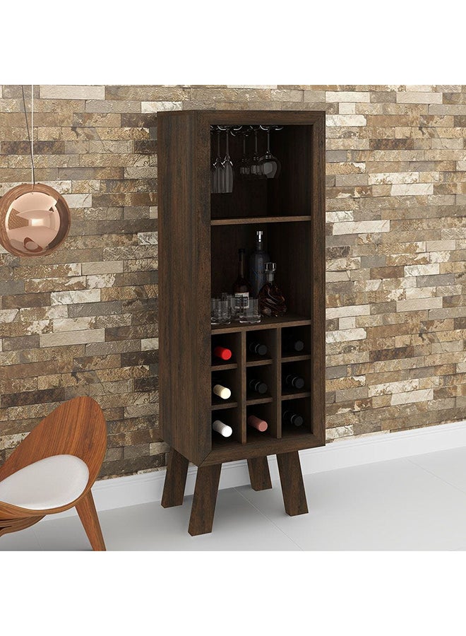 DANUBE HOME Zen Wine Cabinet With Storage Sturdy Home Bar Organiser Cupboard Modern Design Furniture For Dining Room L 44.8x37.5x135 Cm Rustic Brown - Image 1