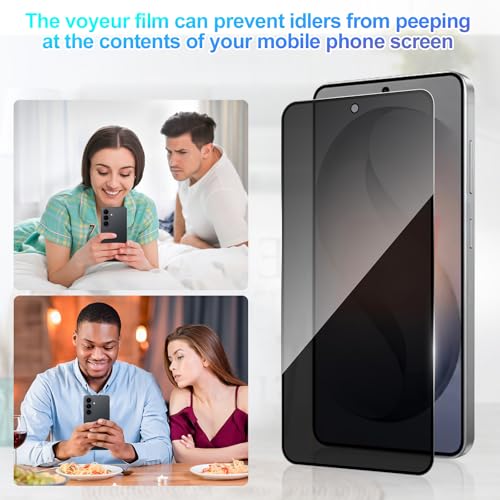 Lokyoo 2 Pack Privacy Screen Protector for Samsung Galaxy S26 Plus/ S26+ [Anti-Spy Tempered Glass][Fingerprint Unlock Support], Anti-Scratch, Bubble-Free,Protective 9H Glass for Galaxy S26 Plus - Image 2