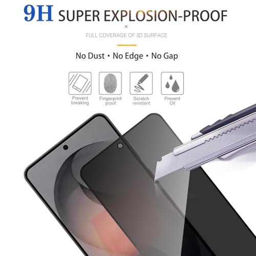 Lokyoo 2 Pack Privacy Screen Protector for Samsung Galaxy S26 Plus/ S26+ [Anti-Spy Tempered Glass][Fingerprint Unlock Support], Anti-Scratch, Bubble-Free,Protective 9H Glass for Galaxy S26 Plus - Image 4