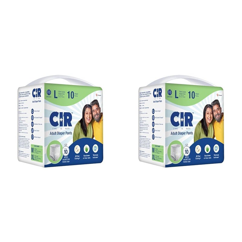 CIR Adult Diaper Pants Style | Adult Diaper Large Size (L)|Waist (90-120cm I 35" - 47") |10 hr Absorption-Protection | Unisex with Wetness Indicator | Odour Control | Goodness of Aloe Vera | 10 Units - Image 1