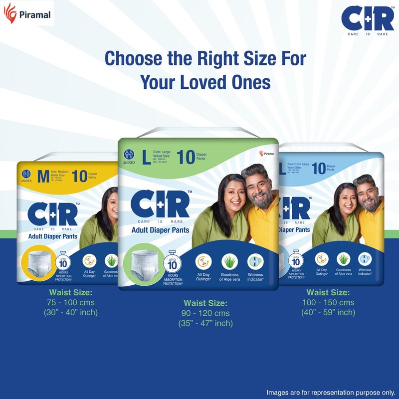 CIR Adult Diaper Pants Style | Adult Diaper Large Size (L)|Waist (90-120cm I 35" - 47") |10 hr Absorption-Protection | Unisex with Wetness Indicator | Odour Control | Goodness of Aloe Vera | 10 Units - Image 5