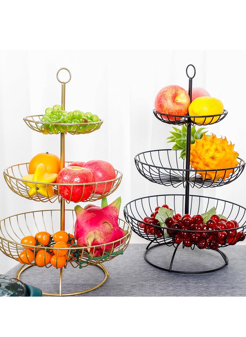 3 Tier Fruit Bowl Fruit Basket Countertop Metal Fruit Stand Holder Detachable and Hangable for Fruits Snacks Vegetables Storage and Display
