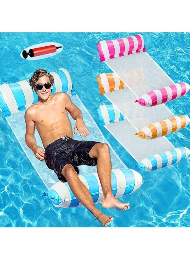 أفضل ذروة كرسي استرخاء عائم للمسبح (مع مضخة هواء) | أرجوحة مائية شبكية | إكسسوار للشاطئ/المسبح للبالغين | 3 ألوان - Image 2
