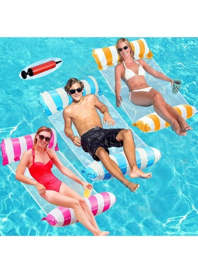 أفضل ذروة كرسي استرخاء عائم للمسبح (مع مضخة هواء) | أرجوحة مائية شبكية | إكسسوار للشاطئ/المسبح للبالغين | 3 ألوان - Image 1