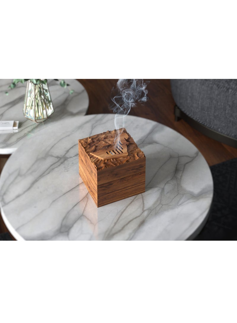 HilalFul UAE Kosso Wood Map Madkhan Incense Holder | Home Decoration Incense Stand | Bakhoor Burner | Home Fragrance | Diffuser | Madkhan | Gift Set for Wedding, Anniversary, Eid, Ramadan - Image 3