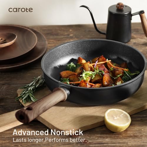 CAROTE 24Pcs Nonstick Kitchen Titanium Cookware Sets, Non stick Pots and Pans set, Induction Cookware Set Black - Image 3