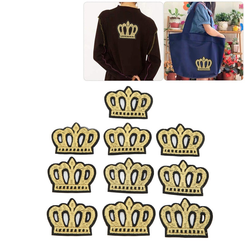 10Pcs Crown Embroidered Patch Shading Blemishes Damage Golden DIY Crown Patch for Clothes Handbags Hats Pants - Image 5