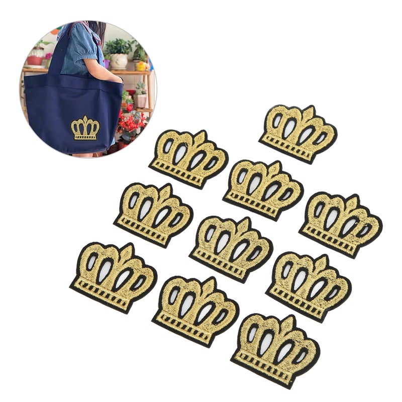 10Pcs Crown Embroidered Patch Shading Blemishes Damage Golden DIY Crown Patch for Clothes Handbags Hats Pants - Image 2