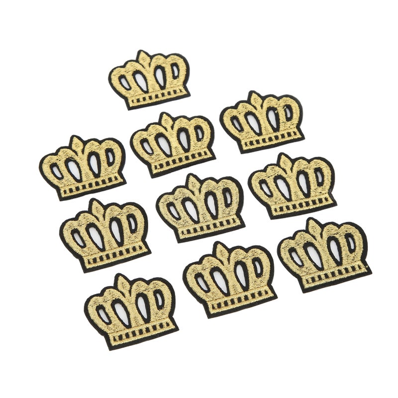 10Pcs Crown Embroidered Patch Shading Blemishes Damage Golden DIY Crown Patch for Clothes Handbags Hats Pants - Image 1