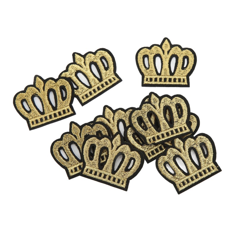 10Pcs Crown Embroidered Patch Shading Blemishes Damage Golden DIY Crown Patch for Clothes Handbags Hats Pants - Image 4