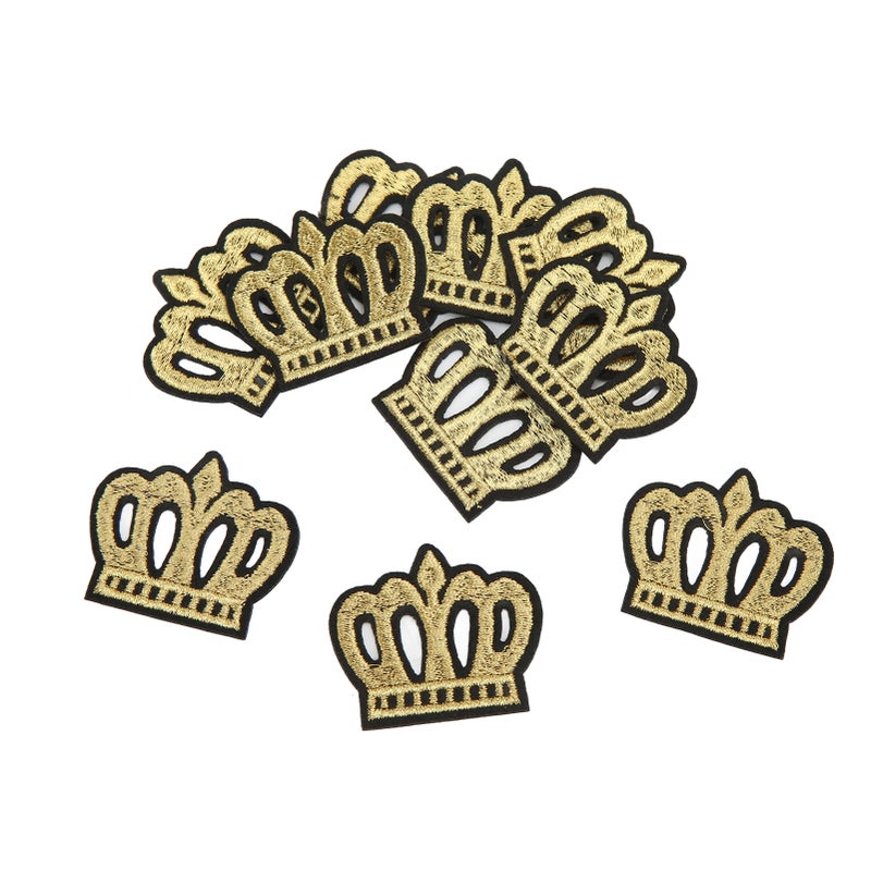10Pcs Crown Embroidered Patch Shading Blemishes Damage Golden DIY Crown Patch for Clothes Handbags Hats Pants - Image 3