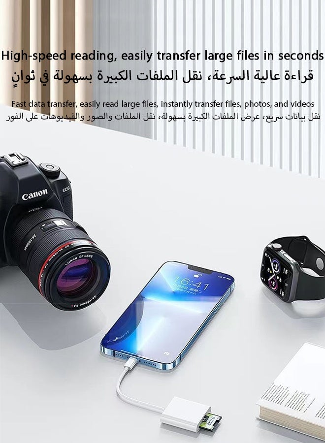 العلامة التجارية: جيسودا قارئ بطاقات SD/TF لجهاز iPhone و iPad، محول بفتحتين لبطاقات الذاكرة، عارض كاميرا الصيد، قارئ بطاقات مايكرو SD محمول، توصيل وتشغيل - Image 5
