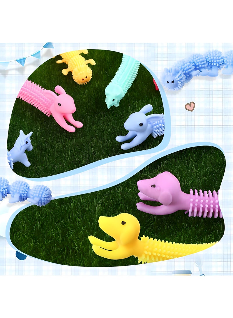 MAGIC VAULT 24 Pack Stretchy String Fidget Toys Colorful Long Noodle Stretch Toys Rubber Stretchy Worm Caterpillar Toy Stress Relief Anti Anxiety Fidget Sensory Toys for Kids Toddler Adult with Autism - Image 4