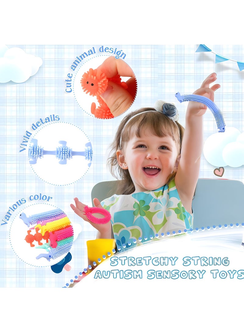 MAGIC VAULT 24 Pack Stretchy String Fidget Toys Colorful Long Noodle Stretch Toys Rubber Stretchy Worm Caterpillar Toy Stress Relief Anti Anxiety Fidget Sensory Toys for Kids Toddler Adult with Autism - Image 3