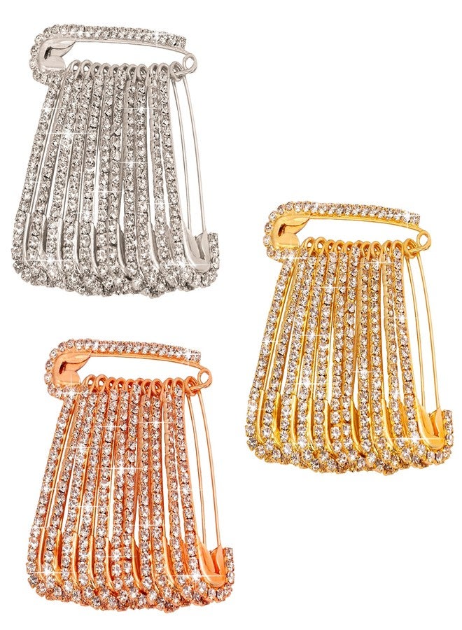 VAMA Multicolor Rhinestone Safety Saree Pins Brooches Sweater Shawl Clips Faux Crystal Brooches Shiny Brooch Pins for Clothing Dress Pants Skirt Dressing Accessories (Rhinestone Saree Pin for Pleats) - Image 1