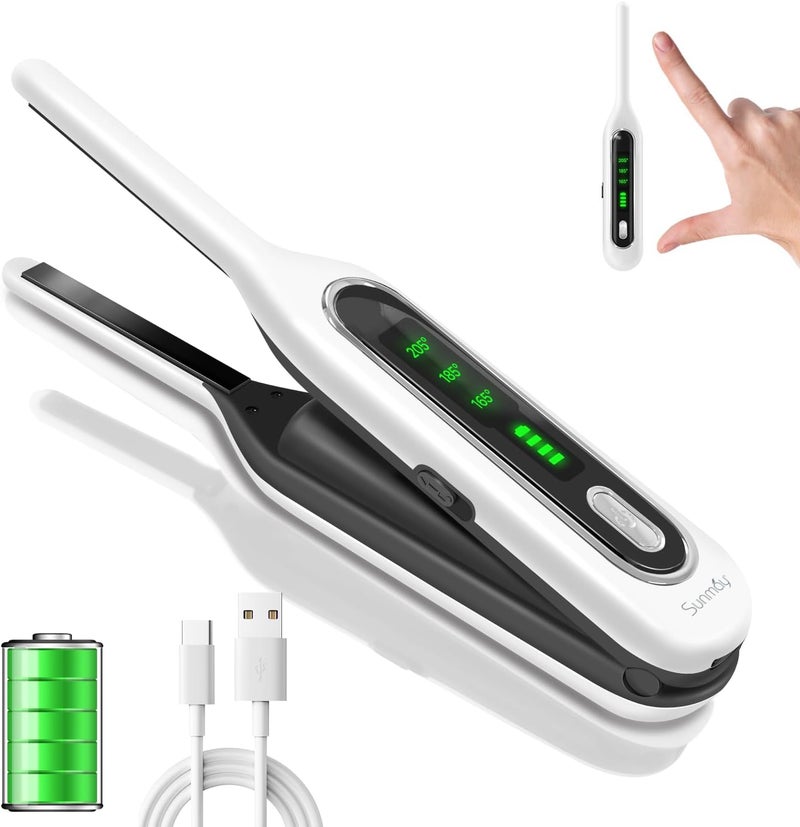 Sunmay 310 Cordless Mini Flat Iron Curling Iron Pencil Flat Iron for Short Hair Pixie Cut and Bangs Tiny Cordless Portable Hair Straightener Mini Hair Straightener Dual Voltage for Travel