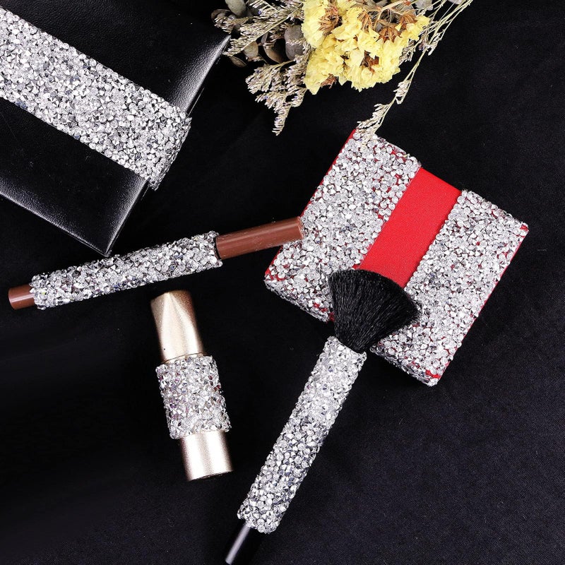 Locacrystal Bling Crystal Rhinestone Ribbon Self-Adhesive Iron on Resin Diamond Ribbon Wrap Roll DIY Bling Stickers for Wedding Clothing Cars Crafts Dress Decorationï¼ˆSilver,1.18inch x 3yardï¼‰ - Image 2
