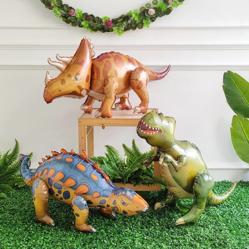 EASUTE Large Self Standing Dinosaur Balloons 3PCS 38inch Tyrannosaurus Ankylosaurus Triceratops Inflatable Balloons for Birthday Party Decoration Kit Party Supplies Decorations Gift (mixed) - Image 2