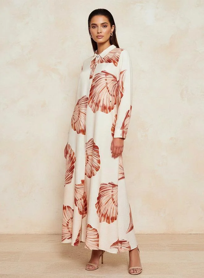 Iconic Printed A line Women Dress with Concealed Placket