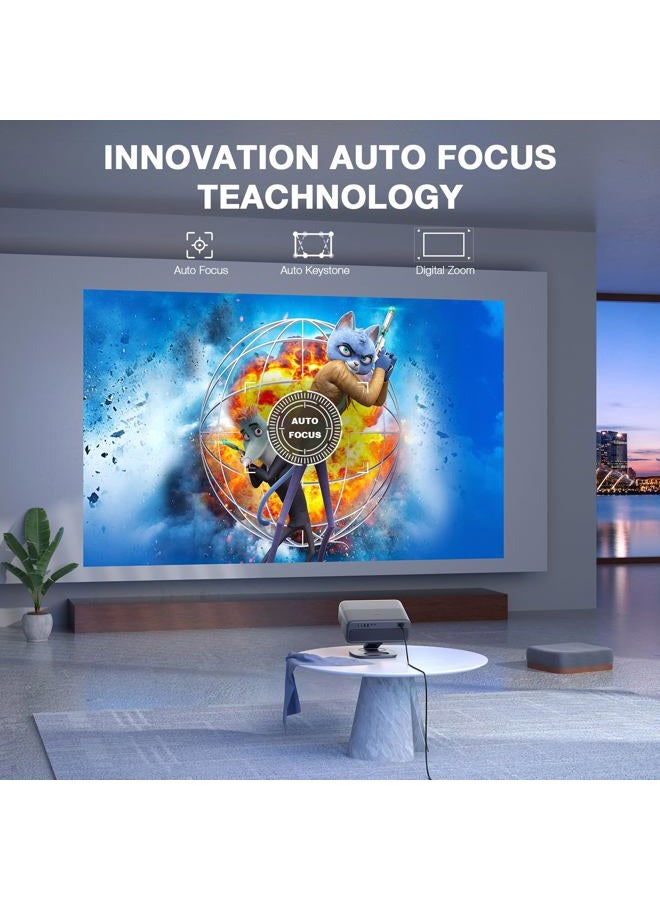 AuKing [Netflix Officially&AI Auto Focus]AuKing Smart Projector with Wifi,Bluetooth,Auto Focus&Keystone Projector 4Ksupport,3DDoIby Audio, 1500ANSI Outdoor Projector with Omnidirectional Rotating Stand Grey - Image 4