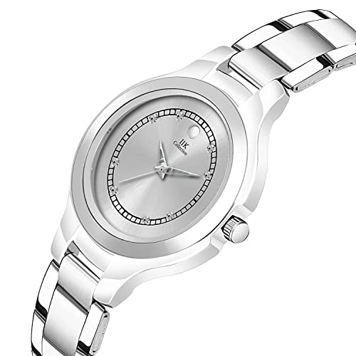 IIK COLLECTION Studded Dial & Silver Trendy Elegant Bracelet Analog Stainless Steel Watch - for Women and Girls - Image 5