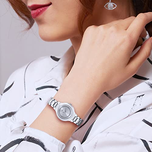 IIK COLLECTION Studded Dial & Silver Trendy Elegant Bracelet Analog Stainless Steel Watch - for Women and Girls - Image 3
