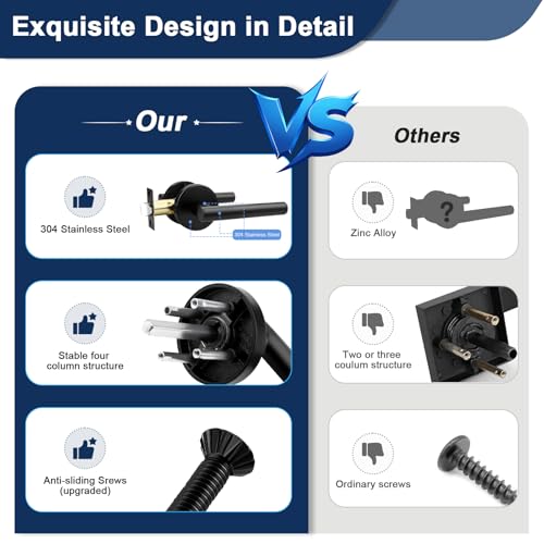 Orger 1 Pack Black Interior Passage Door Handle, Matte Black Closet Door Lever, Black Door Lock for Closet and Hallway, 304 Satinless Steels Keyless Door Lockset Reversible for Right & Left - Image 2