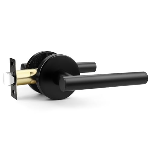 Orger 1 Pack Black Interior Passage Door Handle, Matte Black Closet Door Lever, Black Door Lock for Closet and Hallway, 304 Satinless Steels Keyless Door Lockset Reversible for Right & Left - Image 1