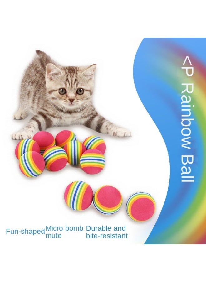Rainbow toy ball cat solid elastic ball pet supplies kitten puppy ball toy cat ball EVA floating water - Image 5