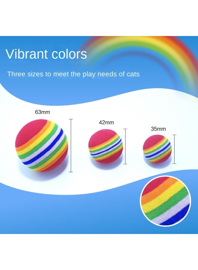 Rainbow toy ball cat solid elastic ball pet supplies kitten puppy ball toy cat ball EVA floating water - Image 3
